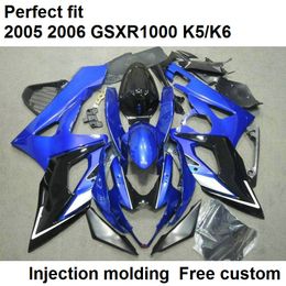 High quality fairings for Suzuki GSXR1000 2005 2006 blue black injection Moulded fairing kit GSXR1000 05 06 DF89