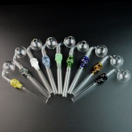 Bent Tube Hand Smoking Pipe Skull Pyrex Glass Oil Burner Pipe 5 Inch Unique Glass Pipe Mini Bubbler Dab Tools SW21