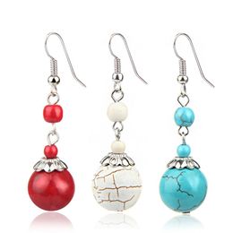 Natural turquoise Crystal Stone Round ball Pendants for jewelry Earrings Necklace Ladies Gifts Free shipping