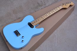 Sky Blue Electric Guitar with Maple Fretboard,Sring-thru-body ,Fixed Bridge,Chrome Hardware,21 Fretsoffering Customised services