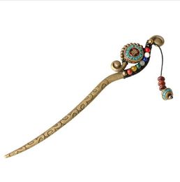Fashion nature stones vintage hair jewelry,Aventurine Ethnic hair sticks,Nepal charms hair pin