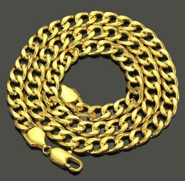 14K gold hip hop rap alloy glossy Cuban chain chain necklace 12mm