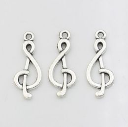 200pcs/lot Silver Plated Alloy Music Note Charms Pendants for Jewelry Accessories Making Findings 27x11mm