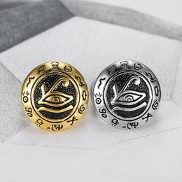 Antique Gold Silver Egyptian Pharaohs Eye of Horus Finger Ring for Men Stainless Steel Punk Biker Jewellery Male Fashion Rings