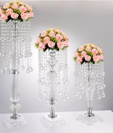 decor new crystal CandleHolders Flower Vase Rack Candle Stick Wedding Table Centrepiece Event Road Lead Candle Stands best0171