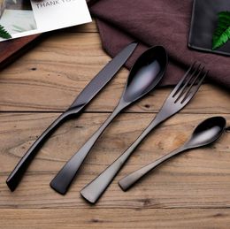 Dinnerware Sets new Black Rose Dinnerware Set high Quality Stainless Steel Dinner Knife and Fork and soup coffee Spoon Cutlery SN1425