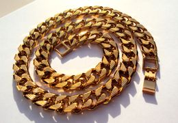 Cuban Curb Chain 22K 23K 24K THAI BAHT GOLD GP NECKLACE 24" Heavy 198 Grammes Jewellery 4mm THICK TALL N16