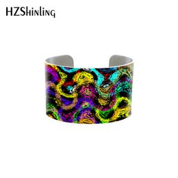 2018 à La Mode Néon Couleurs Abstrait Tatouage Réglable Bracelet Peinture Brosse Poignets Manchette En Métal Coloré Fille Menottes Cadeaux Hommes