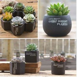 Cement Concrete Ceramic Planters Set Matt Porcelain Flowerpot Mini Geometric Succulent Plant Pots Flower Pot Bonsai Planters