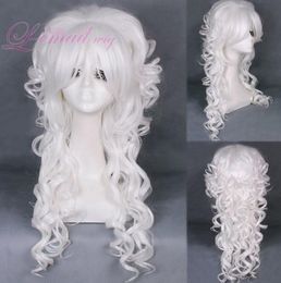 Ly & CS cheap sale dance party cosplays>>>Medieval Renaissance Marie Antoinette Princess Long White Curly Wavy Cosplay Wig