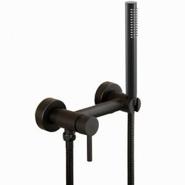 Bathroom Black Shower Faucet with Hand Shower Wall Mount Single Handle Solid Brass Bathtub Shower Mixer TH980