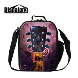 Newest Guitar Violin Print Lunch Bag For Children Thermal Insulated Lunch Bags For School Meal Package Picnic Food Lunch Box Sack For Women
