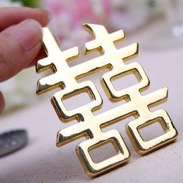 Fast shipping 100pcs/lot Chinese Asian themed double happiness bottle opener Wedding Party Favours Wedding giveaways