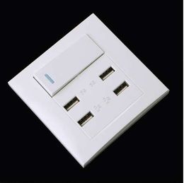 220V 10A Wall Switch Socket 4 Port USB Charger Power Outlet Adapter Panel L15