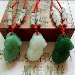 -Branco jade pedra de vidro, corda vermelha valente, pingente de colar, homem e mulher estilo colar de jóias loja de acessórios fonte