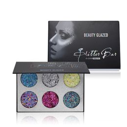 NEW Hot Makeup Beauty Glazed 6colors Glitter Eyeshadow Palette Pigmented Shimmer Eye cosmetics Top Quality DHL shipping