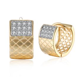 Women Hoop Earrings 18k Gold Filled Clear Zirconia Paved Fashion Female Huggie Earrings Gift Classic Style Accessories