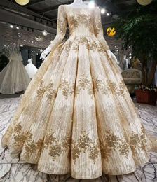 Custom Made Luxury Ball Gown Prom Dresses Long Sleeve 3D Floral Embroidered Sequins Bateau Lace-up Graduation Dress Party Evening Formal