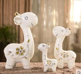 ceramic family deer home decor crafts room decoration ceramic kawaii ornament porcelain figurines animal figurines decorations