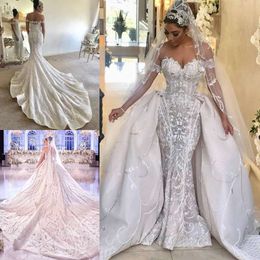 gorgeous mermaid wedding dresses with detachable train off the shoulder bridal gowns plus size african vestidos robes de soire