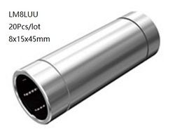 20pcs/lot LM8LUU 8mm Longer linear ball bearings Longer linear sliding bushing linear motion bearings 3d printer parts cnc router 8x15x45mm