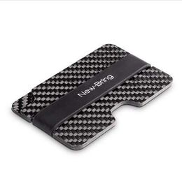 NewBring 100% Real Compact Carbon Fiber Mini Money Clip Credit Card Sleeve ID Holder With RFID Anti-Thief Card Wallet