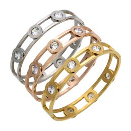 whole saleBORASI Moveable Crystal Gold Colour Bangle Stainless Steel Bracelet For Women Bracelets & Bangles Wholesale