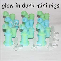 DHL Silicone Bong Glow Silicone Dab Rig Water Pipes Silicone Smoking Pipe Bubbler Bongs Glow in the Dark Rig Unbreakable Bongs