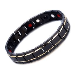 Hot sale Wholsale Sleek 316L Stainless Steel Magnetic Therapy Bracelet Pain Relief for Arthritis and Carpal Tunnel Healthy Alert ID Bracelet