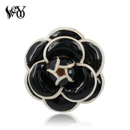 VEYO Refined Elegant Glazed Designers Camellia Flower Broochs for Women Fashion Jewellery High Quality Zinc Alloy