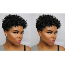 soft short cut kinky curly wig African Ameri brazilian Hair Simulation human hair short kinky curly wig for women in stock