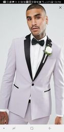 New Arrivals One Button Groom Tuxedos Notch Lapel Groomsmen Best Man Blazer Mens Wedding Suits (Jacket+Pants+Tie) D:363