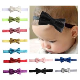 New Europe Baby Glisten Bowknot Hairband Head Bands Infant Toddler Headbands Kids Headwear Children Hair Accessory 12 Colors 14325