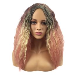 New Arrival Medium Length Loose Body Wave Lace Front Wig Colorful Mermaid Rainbow Hair Anime Cosplay Party Lace Front Wigs