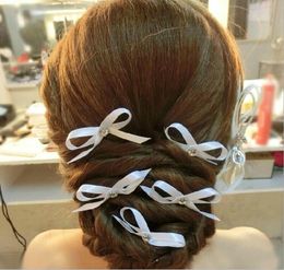 Lovely ribbon U hairpin wedding dress, bride Butterfly Hair Cut