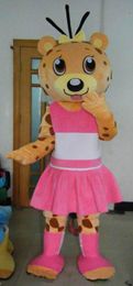 2018 High quality hot a girl panther mascot costume with pink dress for adult to wear