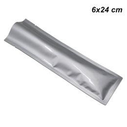 6x24 cm Silver Open Top Pure Mylar Foil Vacuum Food Storage Packaging Bags for Dry Food Tea Powder Pure Aluminium Foil Vacuum Heat Seal Pouch