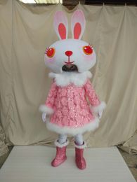 high quality Real Pictures Deluxe Red eyes rabbit mascot costume Adult Size free shipping
