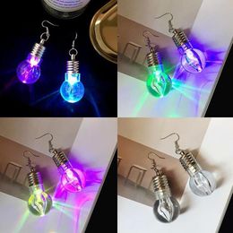 TelePresence Men ' s unique tide women funny night store jumping seven - color light bulb earrings Led Rave Toy