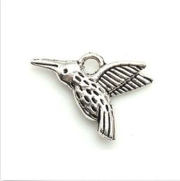 silver hummingbird charm Australia - 100 PCS Tibetan silver Craft Making Jewelry Hummingbird Birds Charms Pendants
