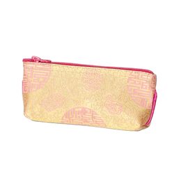 Natural Chinese Silk Brocade Glasses Bag Zipper Pouch Jewelry Luxury Sunglasses Women Case Travel Cosmetic Makeup Bag 10pcs/lot