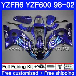 Body For YAMAHA full Blue Go !!!! YZF R6 98 YZF600 YZFR6 98 99 00 01 02 230HM.22 YZF 600 YZF-R600 YZF-R6 1998 1999 2000 2001 2002 Fairings