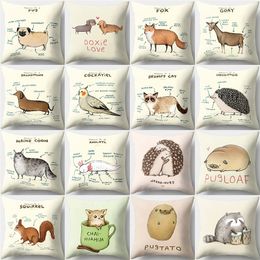 18*18 Inch Polyester Peach Skin Square Pillow Cover Animal Home Decor Pillowcase Throw Pillow Cover