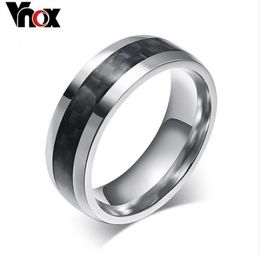 Vnox fashion men ring carbon fiber jewelry stainless steel rings for man classic christmas gifts