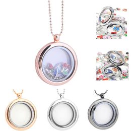 70CM Hot necklace DIY accessories circular glass photo box open pendant necklace clavicular chain birthday Valentine's Day nice gift