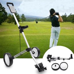 Golf Trolley Folding Two Wheel Golf Push Pull Cart Portable Golf Trailer 3 Wheel Trolley Swivel with Cup Holder