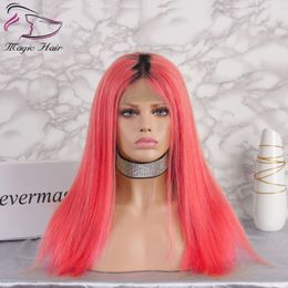 Ombre Burg Colour Glueless Full Lace Human Hair Wigs with Baby Hair Pre Plucked 130% Density Brazilian Virgin Hair Lace Front Wigs