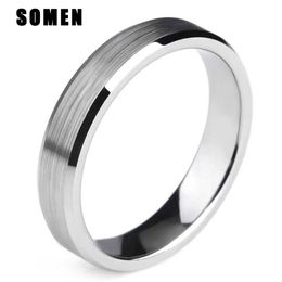 4MM Silver Tungsten Carbide Women Ring Brush Polished Beleved Edge Engagement Rings Female Wedding Band Fashion Marriage Jewellery S18101608