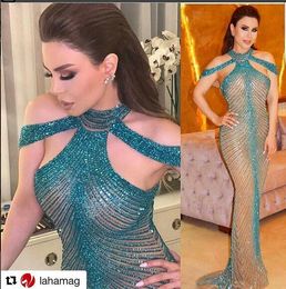 Evening dress Yousef aljasmi Kim kardashian Dolman sleeve O-Neck Crystal Mermaid Long dress Almoda gianninaazar ZuhLair murad Ziadnakad