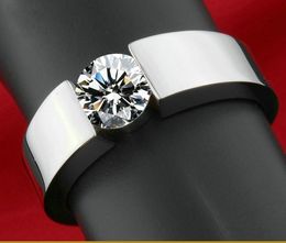 Fashion Jewellery Men Gem 5A Zircon stone 925 Sterling silver Engagement Wedding Band Ring US Size 5-10 Gift Free shipping